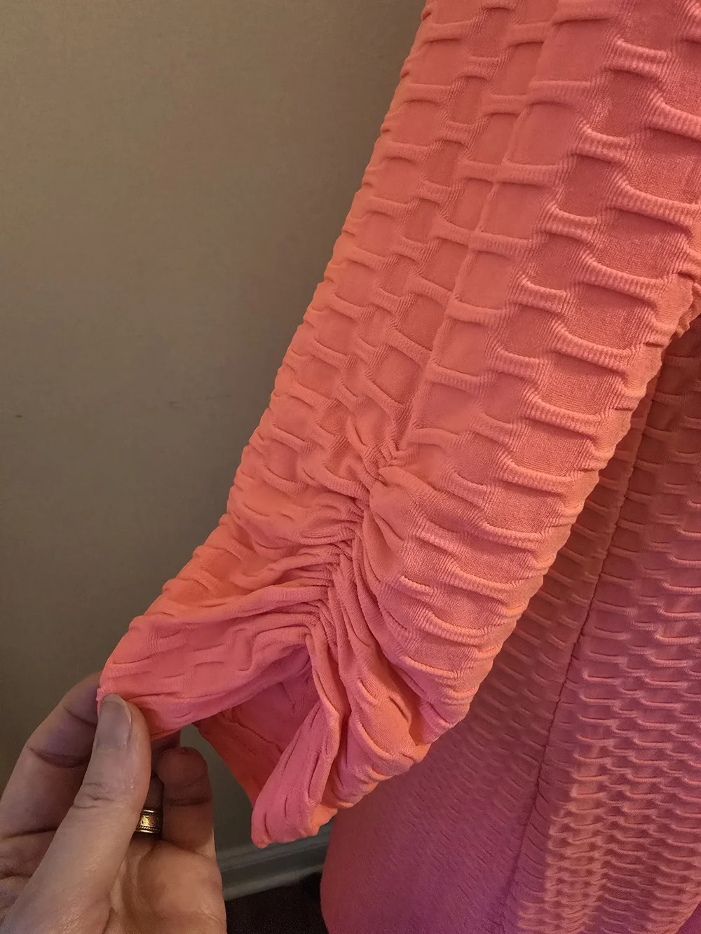 Zaddie B'S Textured Pink Long Dress with Front Zip - Picture 2 of 4